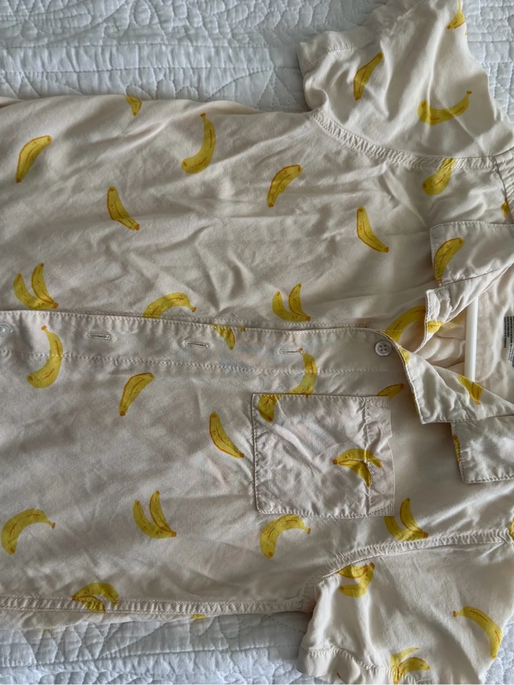 Kids Banana Print  Top - Cream Yellow
